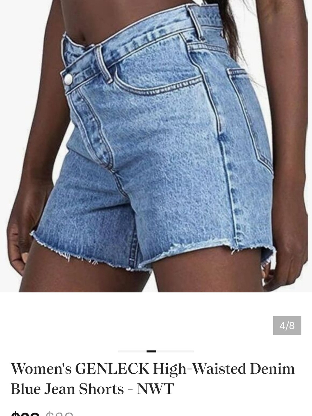 High-Waisted Denim Jean Shorts - Light Blue
